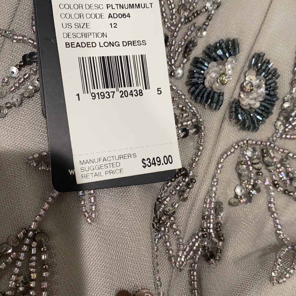 Adrianna Papell beaded short sleeves V- neck long gown - Picture 8 of 10